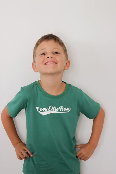Love Ellis Rose Graphic Kids Tee - Green & White