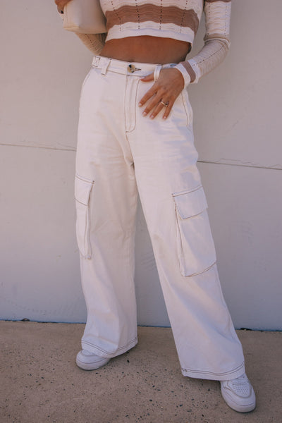 Jade Cargo Pants - White