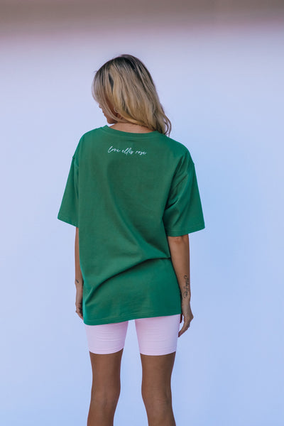 Love Ellis Rose Graphic Oversized Womens Tee - Green & Pink