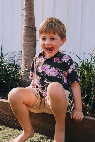 Kid's Button Up Shirt - Exclusive Washed Out Print