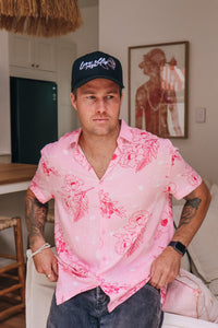 Men's Button Up- Pretty in Pink